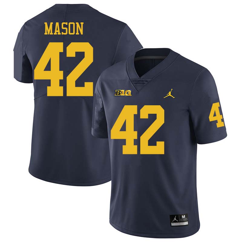 Jordan Brand Men #42 Ben Mason Michigan Wolverines College Football Jerseys Sale-Navy